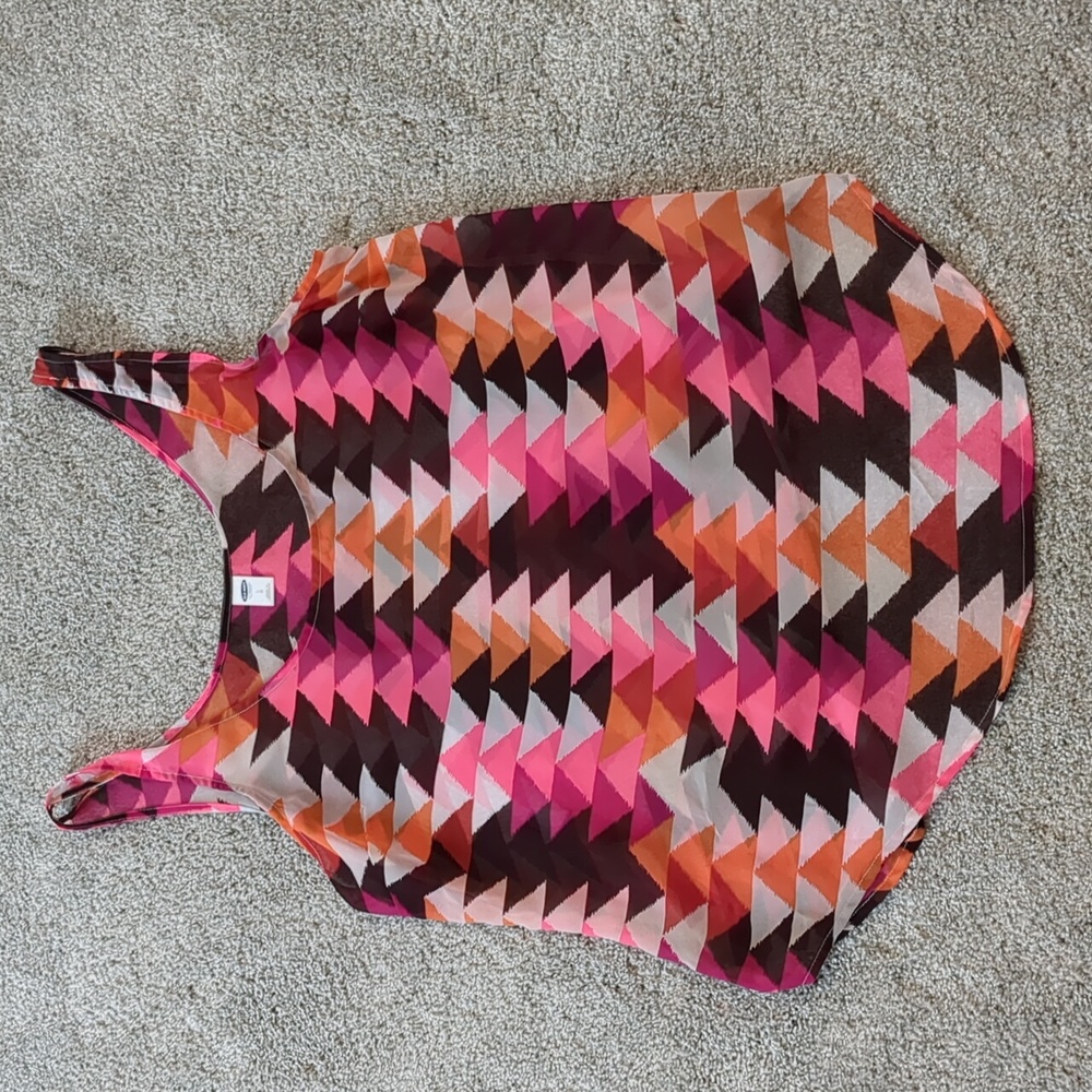 Old Navy pink sheer patterned tank size large